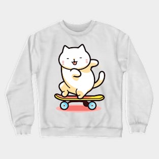 Funny and Cute Cat on Skateboard Crewneck Sweatshirt